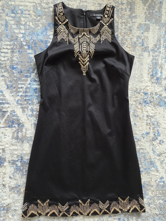 le chateau Dresses & Skirts - le chateau Black Sheath Dress with Gold Beaded Neckline